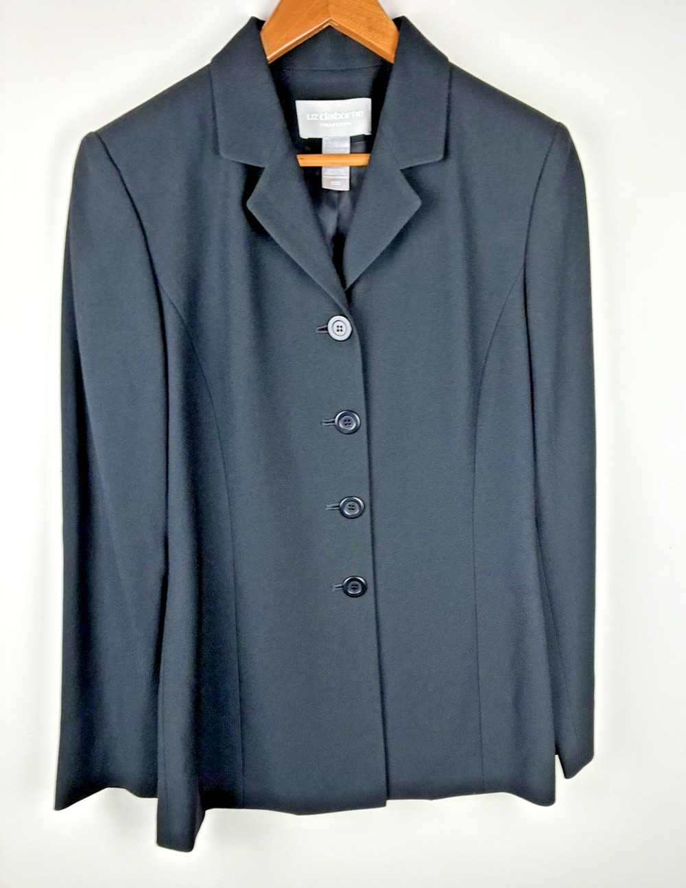 Liz Claiborne Collection Black Blazer Womens 4 Button Career Workwear Classic